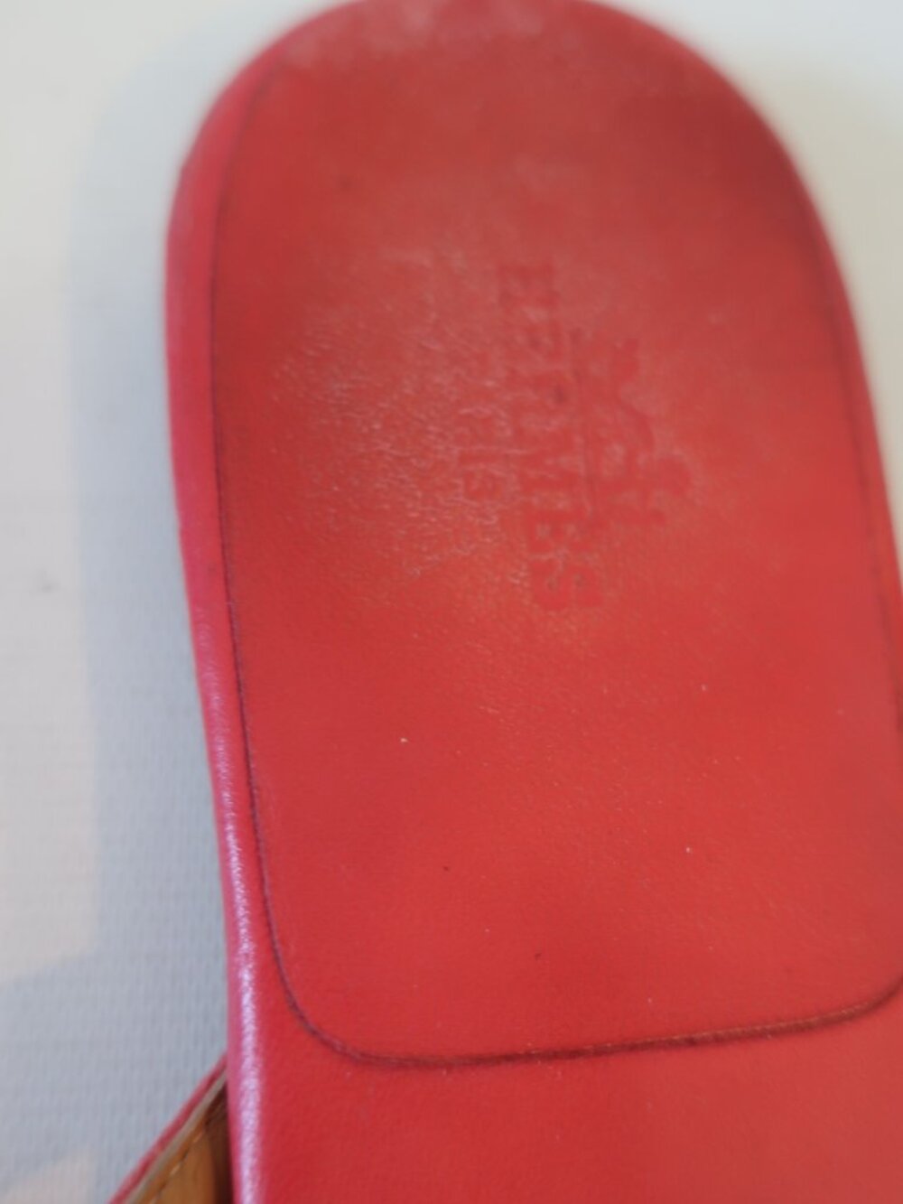 Women Hermes Red Leather Corfou Thong Sandals W/Silver Hardware 38 EU/US 8 - Picture 3 of 11